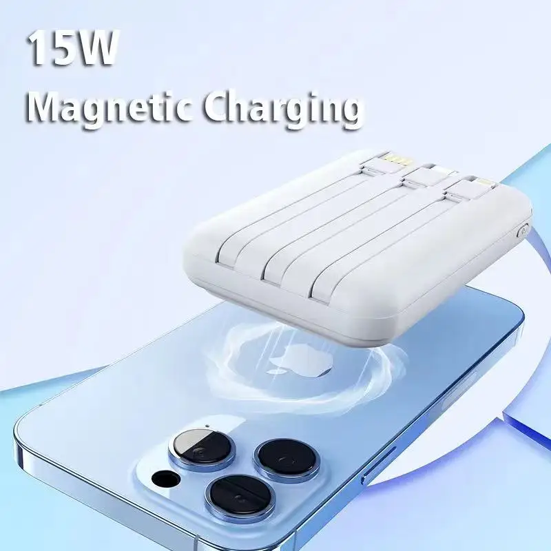 IPhone용 케이블이 있는 마그네틱 전원 은행, 삼성 외부 배터리, Macsafe 휴대용 충전기, 예비 보조 배터리
