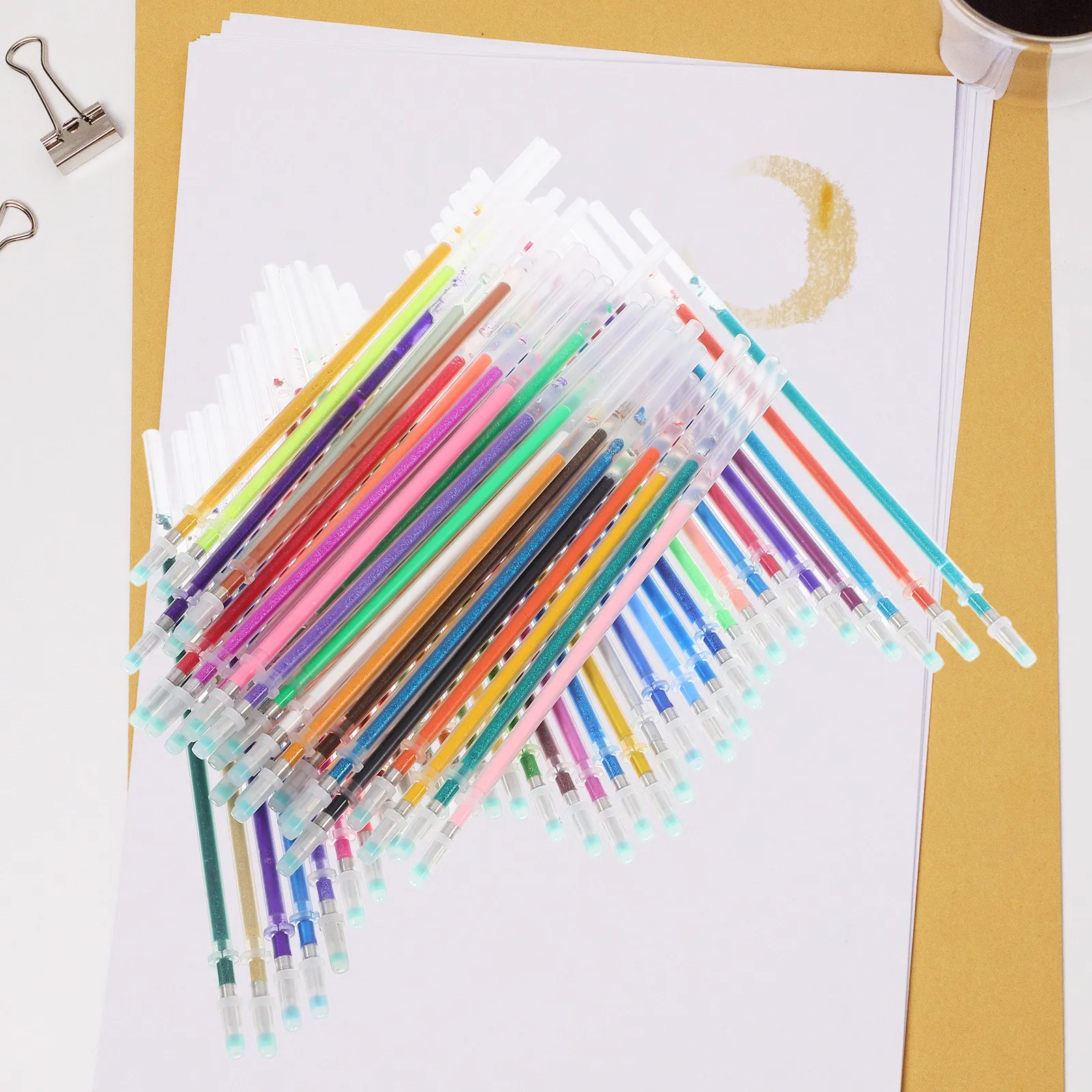 60pcs 젤 펜 리필 컬러 글리터 잉크 파인 포인트 펜 쓰기, 그림 그리기, 색칠하기, 학교, 사무실 문구용 교체 팁