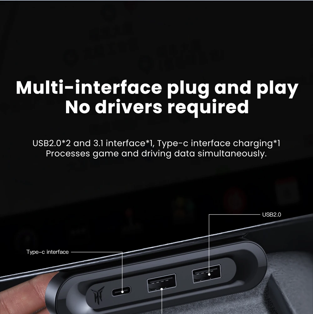 YZ For Tesla Model 3 Y 2021-2023 Under Navigation screen USB Hub 4-Port Fast Cha