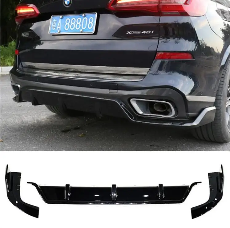 

High Quality ABS GLOSSY BLACK REAR BUMPER TRUNK LIP SPOILER DIFFUSER EXHAUST PROTECTOR COVER For BMW X5 G05 2019 2020 2021 2022
