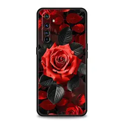 Coque florale rouge rose pour smartphones Realme