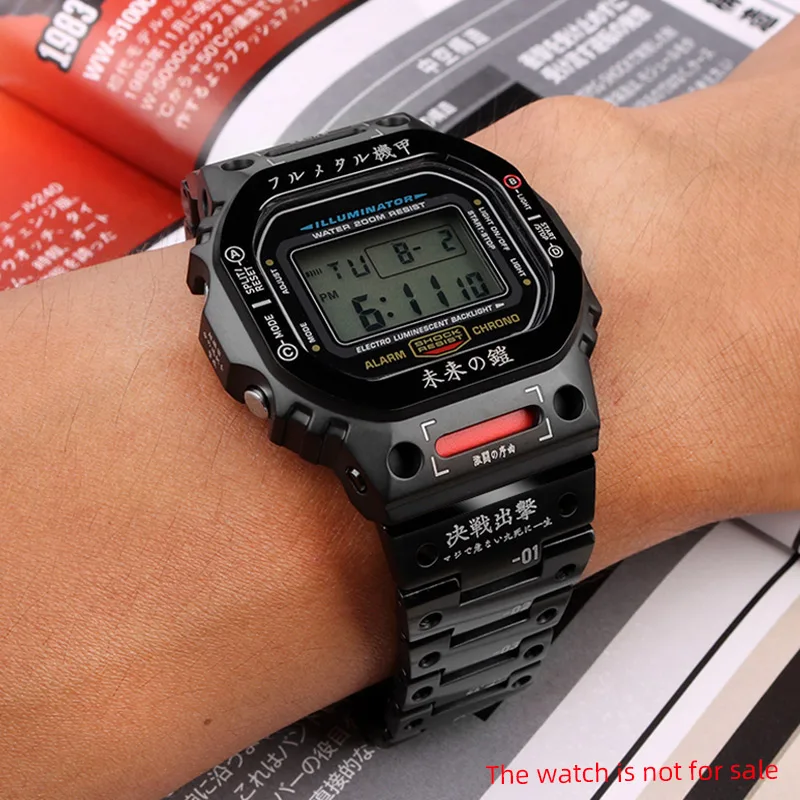 DW5600 Mecha style Mod kit Metal Case strap For Casio G-SHOCK DW