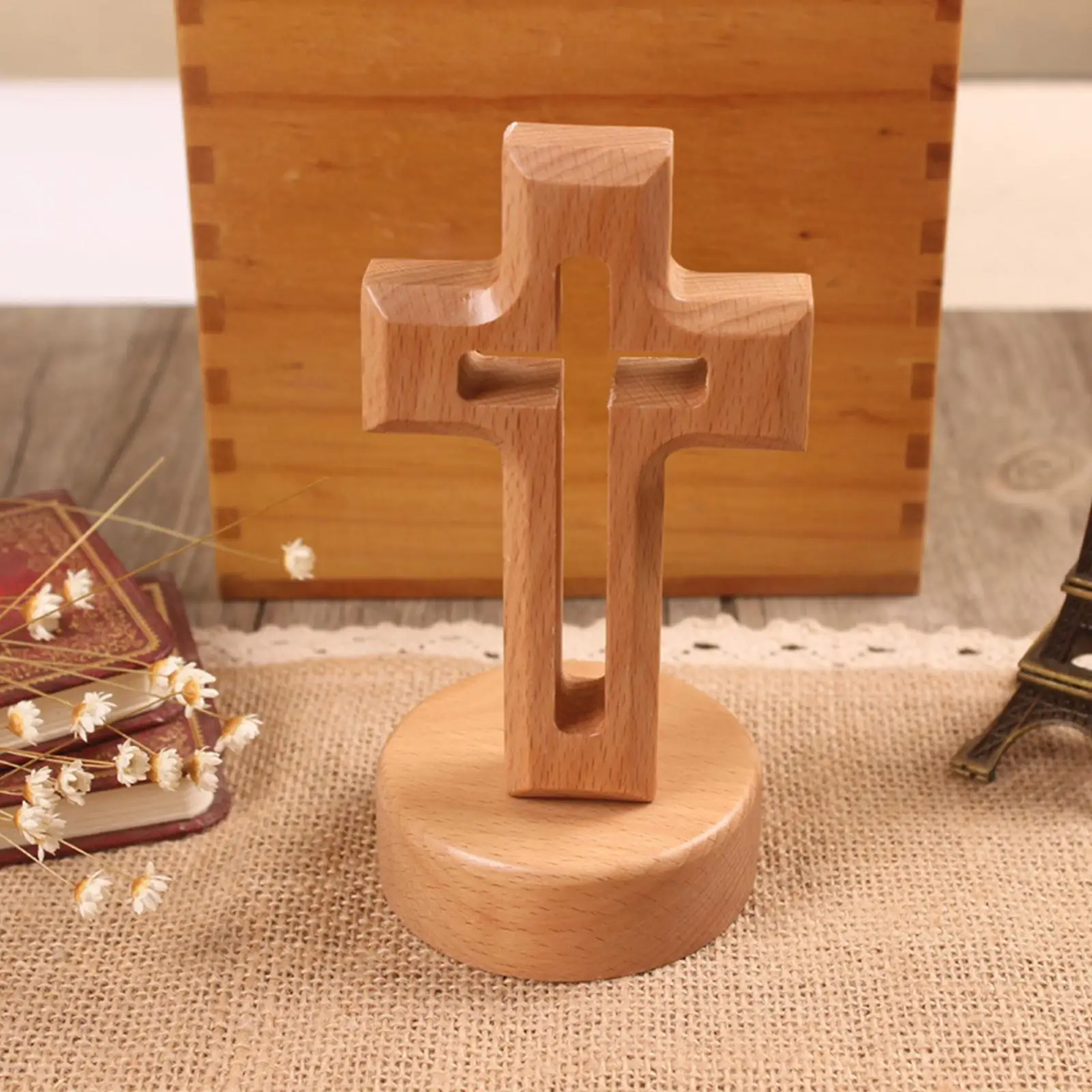 Cross Ornament Free Standing Collectible Figurine Crucifix for Home Decor Jesus Christian Catholic Church Religious Statue