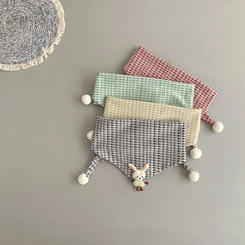 1-8Y Kids Scarf Thin Cotton Autumn Winter Children's Print Cute Rabbit Scarve Boys Girls Versatile Triangle Headscarf Baby Bibs