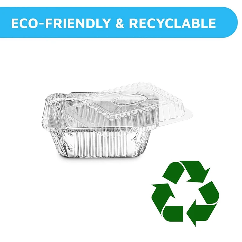 Disposable Takeaway Pan Transparent Lid Rectangular Aluminum Foil Tray 410Ml Capacity portable food container