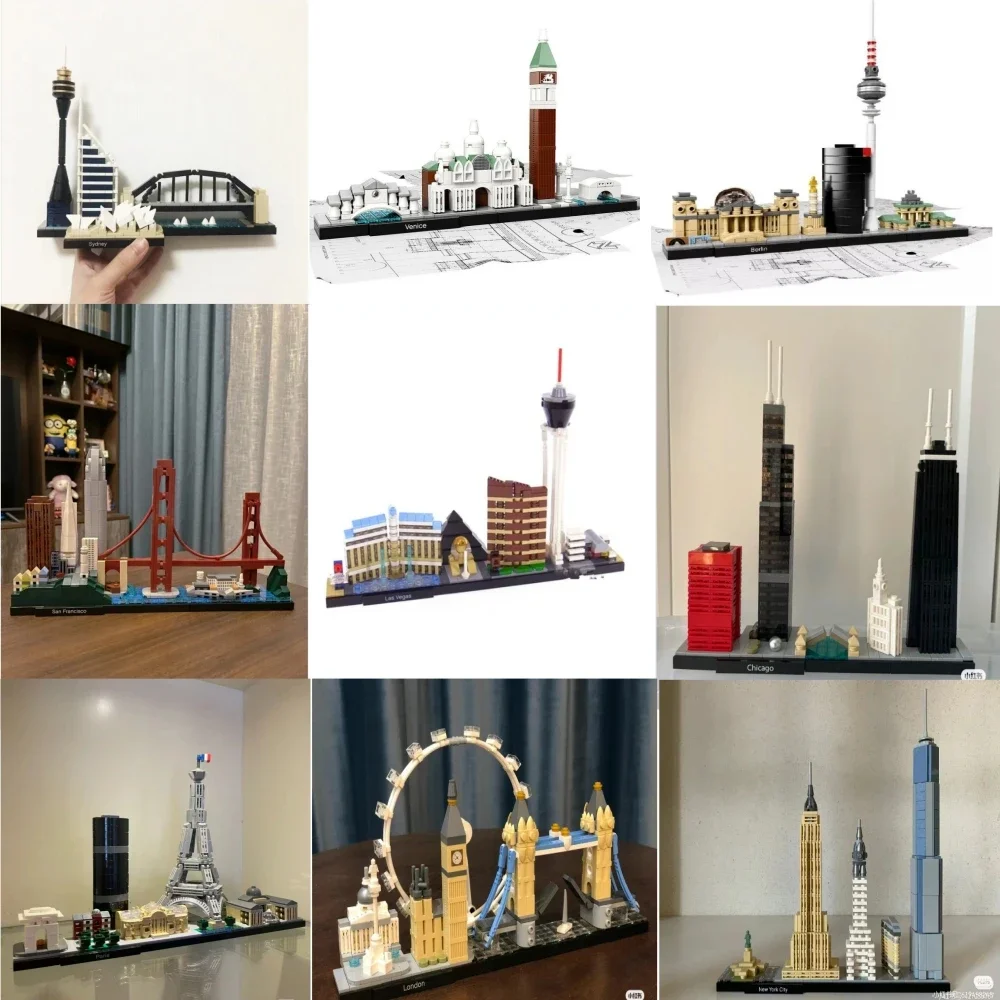21032 Architettura Paris Dubai London Sydney Chicago Shanghai San Francisco Brick Set Classic City Model Regali Giocattolo Per Bambini