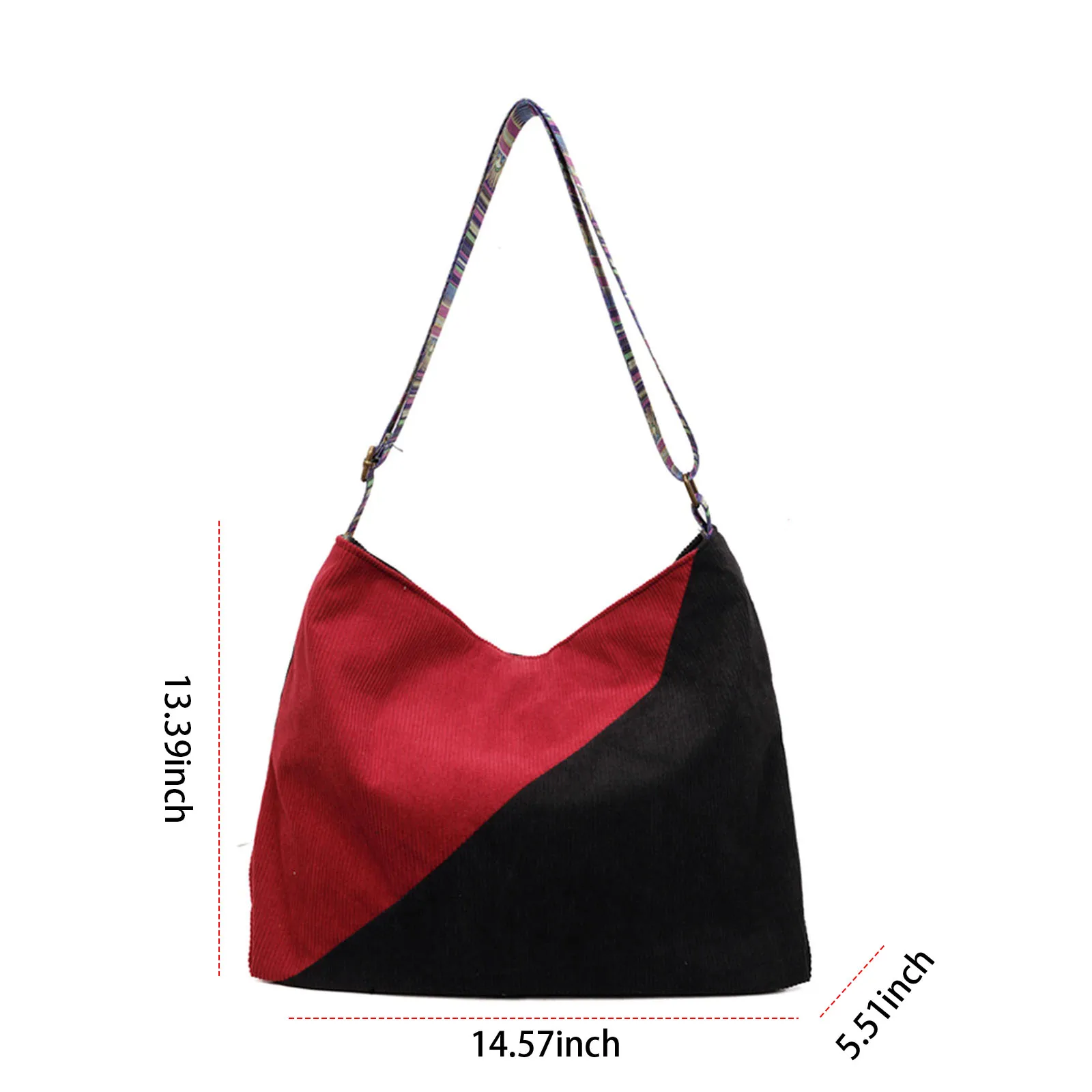 Women Corduroy Underarm Shoulder Bag Adjustable Strap Large Capacity Shoulder Bag Single Shoulder Crossbody Bag for Work Travel