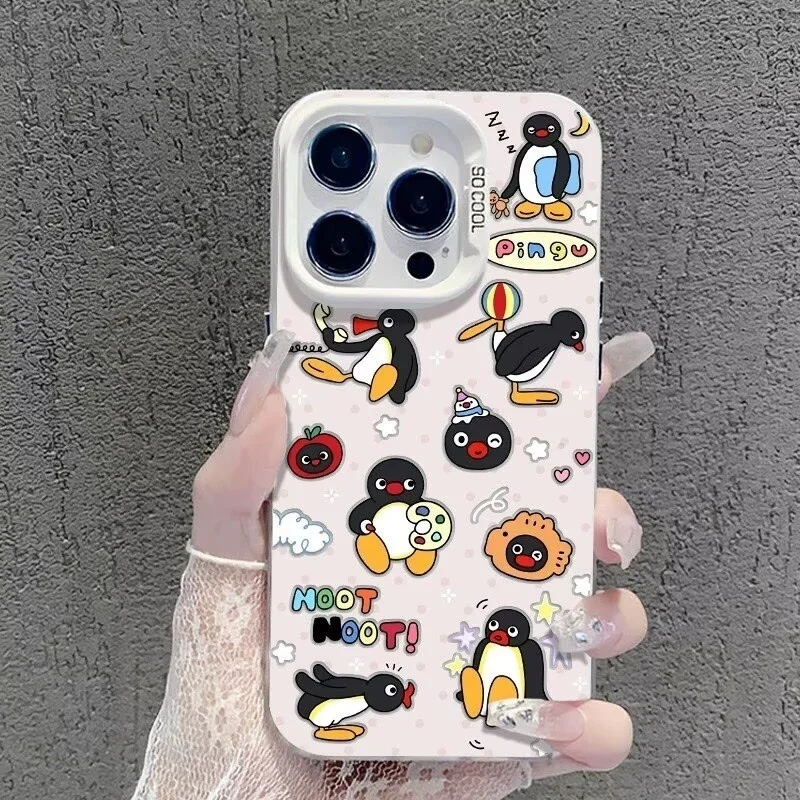 Cartoon Pingu Penguin Silver IMD Phone Case – Stylish Protective Cover