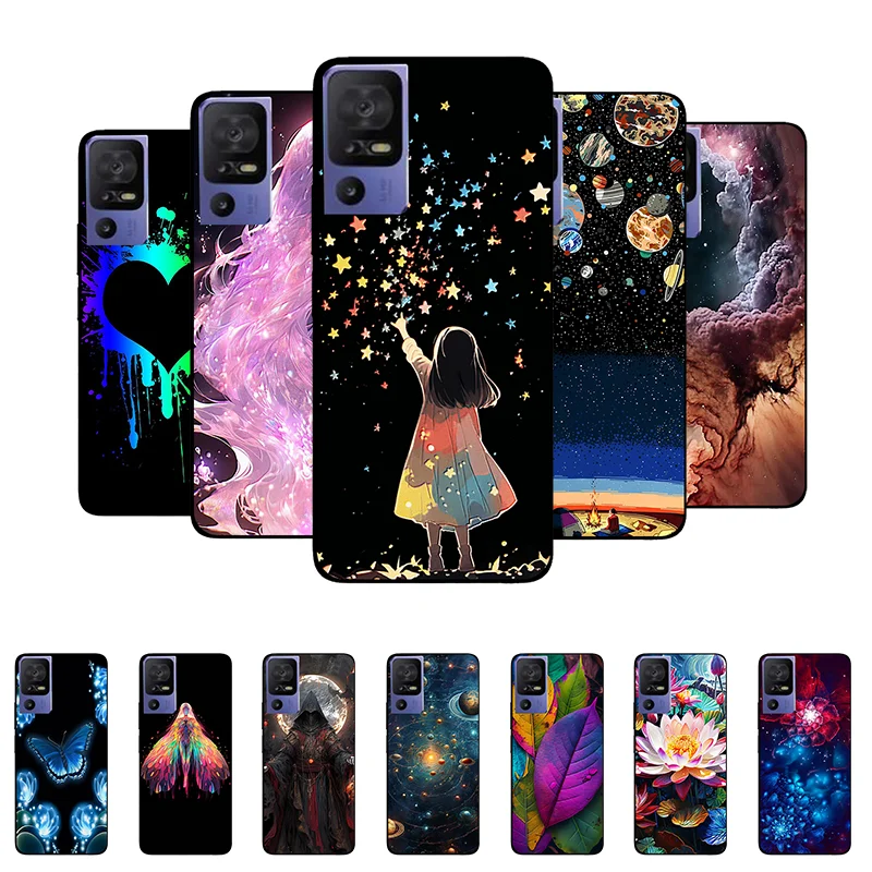 Custodia Per Tcl 40 Se Cover Tcl 40 Se T610K Custodia In Silicone Soft Fashion Girl Flower Cover Posteriore Per Custodia Per Telefono Tcl 40Se Tcl40Se