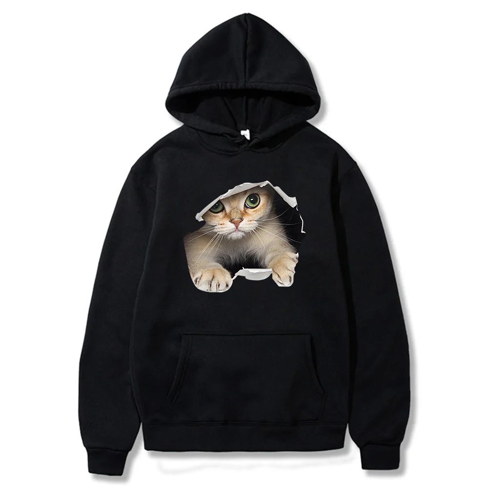 2023 New Fashion Hoodies Cute Cat Printed Men's Hoodies Sweatshirts Women's Sportswear Fleece