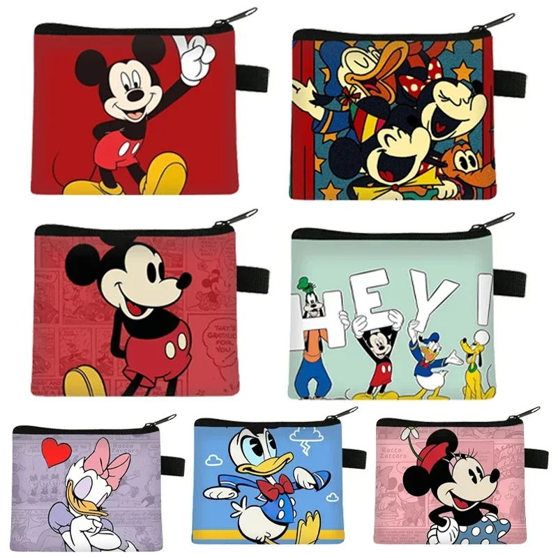 Disney Mickey Mouse Portamonete Cartoon Anime Mini Zipper Lipstick Key Wallet Id Credit Auricolare Bag Travel Makeup Storage Pouch