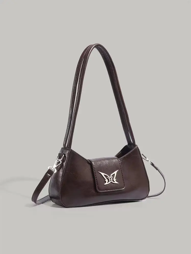 JIAERDI Butterfly White Y2k Handbag Purse Women Retro Leather Underarm Bag Wallet Female Versatile Shoulder Crossbody Bag 2025