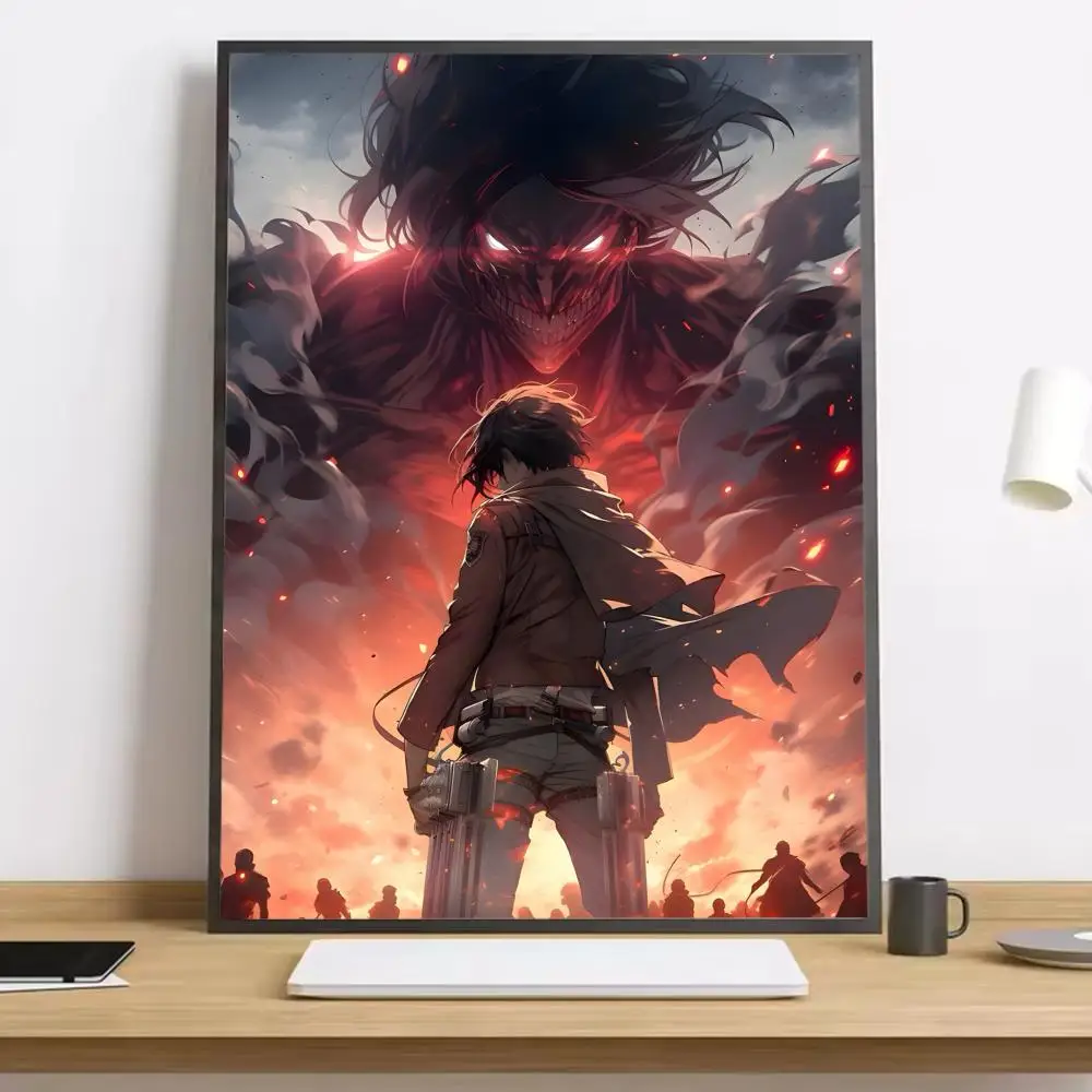 Attack On Titan Eren Jaeger Canvas Art Poster: Crease-Free, Waterproof, Durable Wall Decor