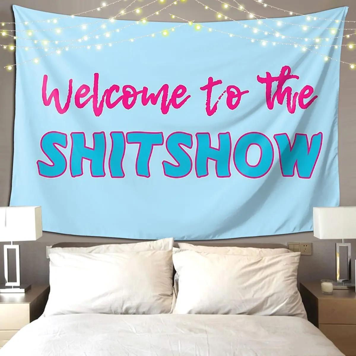 

Welcome To The Shitshow - Blue Tapestry Hippie Wall Hanging Aesthetic Home Decor Tapestries for Living Room Bedroom Dorm Room