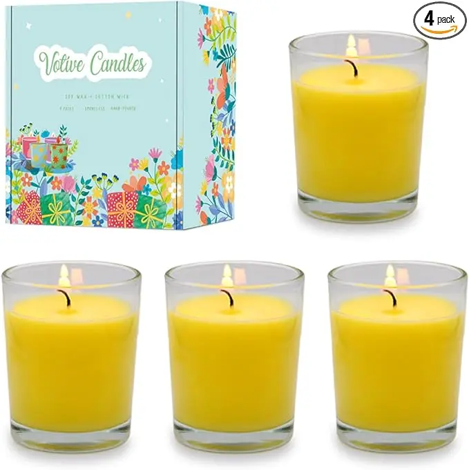 【User-friendly】 Citronella Candles in Glass Small Soy Wax 2.0 Inch Scented Votive Candles for Home Patio Party Dinner Table in Summer 4