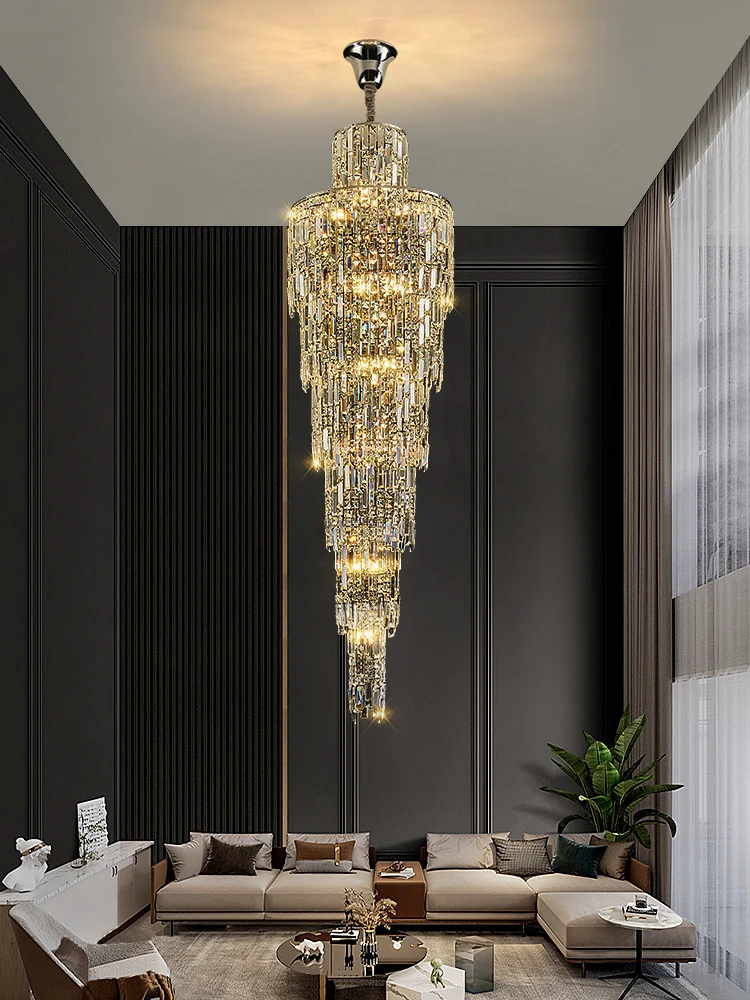 Grand-Lustre-en-Clip-pour-Plafond-Haut-H-tel-de-Luxe-Corrig-par-Lampe ...