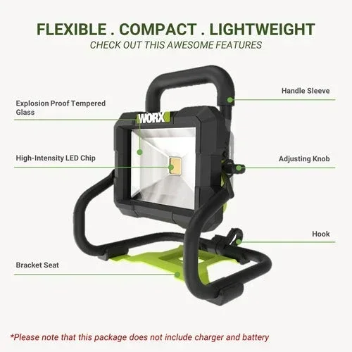 Worx Work Lamp Rotatable Portable 2 Mode Adjustable 1500LM 180W [Non Battery and Charger]