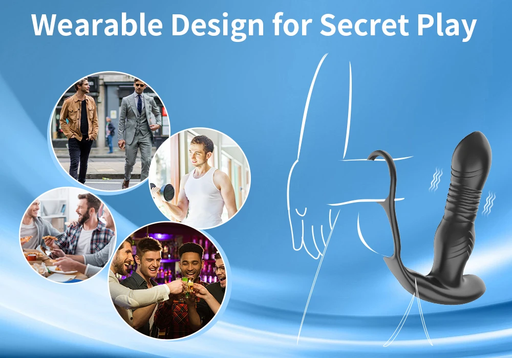 Telescopic Anal Butt Plug Prostate Massager Male Dildo Anal Plugs Vibrator Delay Ejaculation Penis Ring Sex Toys for Gay Men