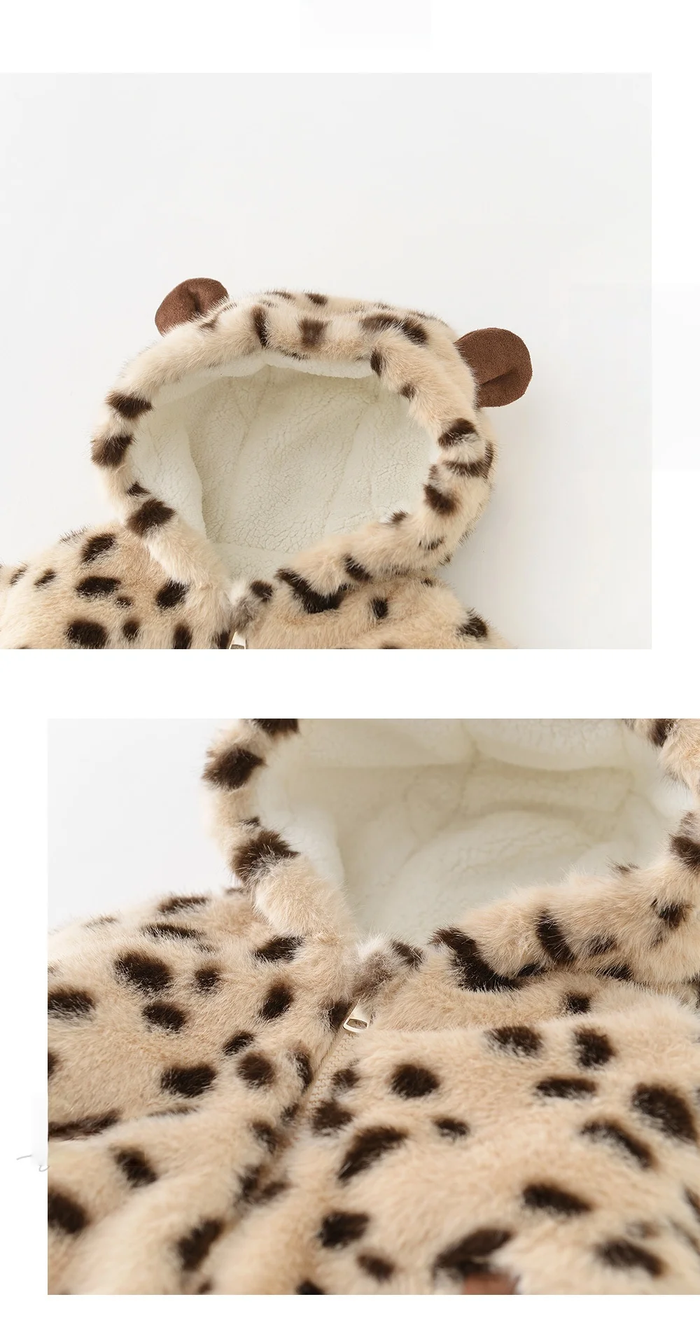 Winter Baby Mädchen Kleidung Leopardenmuster Kapuzenmantel Warme Fleece Gefütterte Jacke für 6M-3Y Kinder – Detail 7