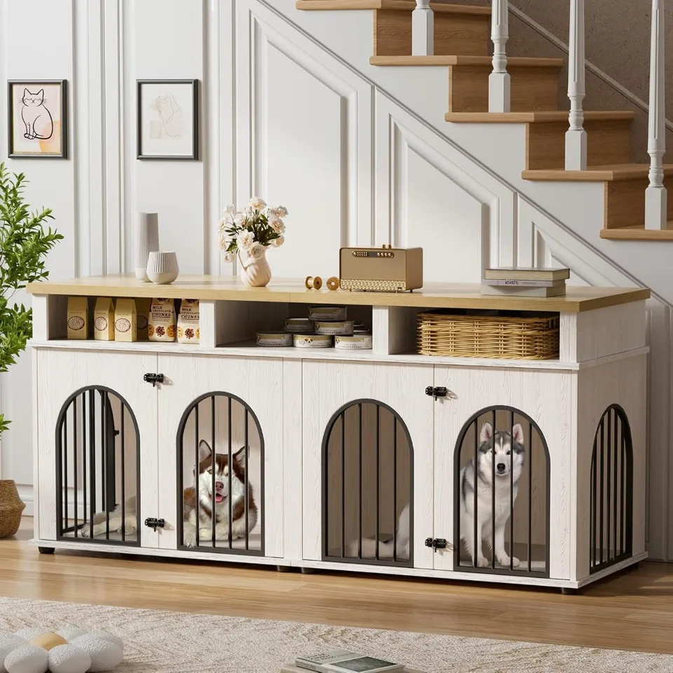 Garvee Double Dog Crate Indoor Kennel Furniture