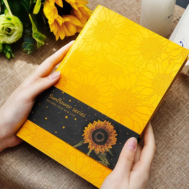 

A5 Thickened Sunflower Cover Notepad Leather Soft Surface Simple Student Hand Account Notebook Business Office Meeting Supplies