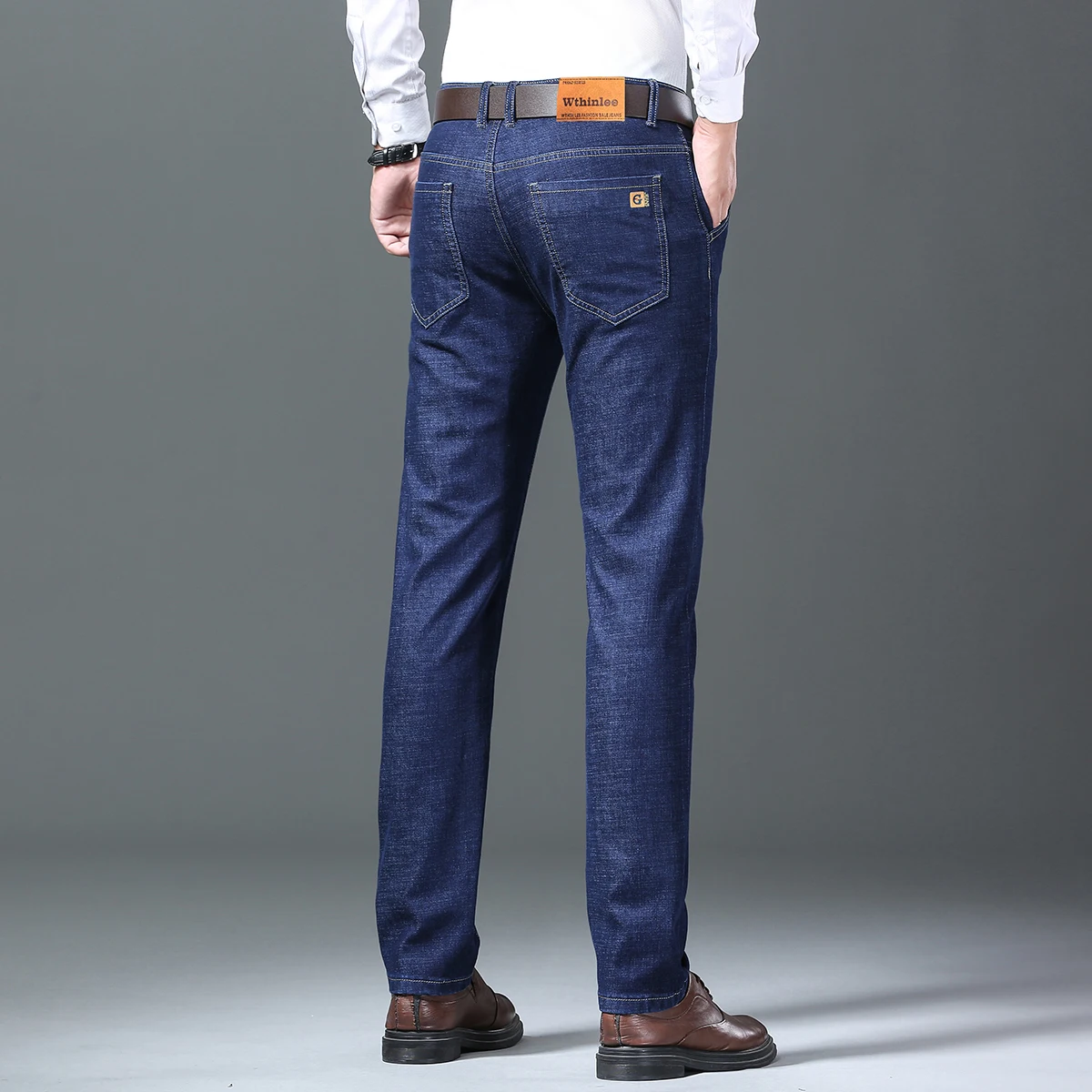 Wthinlee 2024 NEW Men's Fashion Business Jeans Classic Style Casual Stretch Slim Jean Pants Male Brand Denim Trousers Black Blue 6