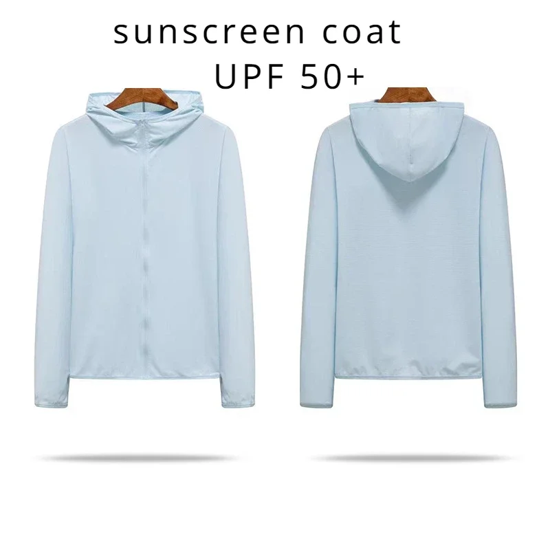 Upf 50+ Men UV Protection Sunscreen Coats with Hooded Woman Quick-dry Jacket Clothing New Summer Ice Silk Sunscreen Blouse Tops