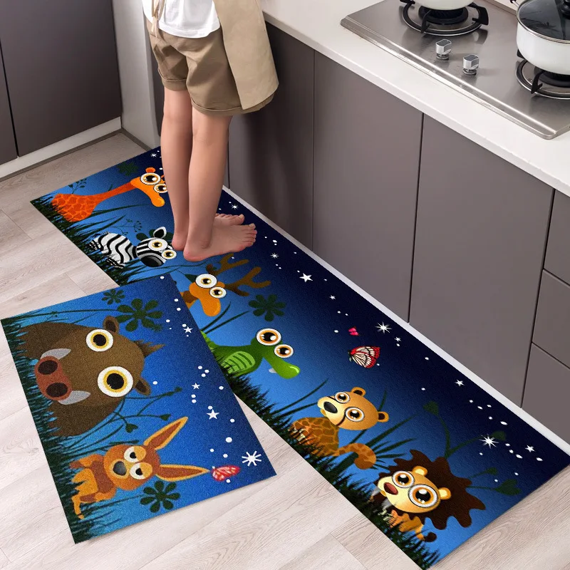 thumbnail image 1 of Alfombra de cocina duradera y resistente a la suciedad, alfombra para puerta de baño, alfombra para ducha, alfombra para pies, alfombra suave antideslizante con dibujos animados, 1 of 5