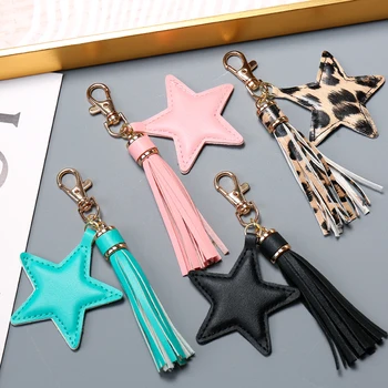 Portachiavi con nappa in pelle PU Sansango per donna ragazza ciondolo stella chiusura a moschettone portachiavi accessori per borse
