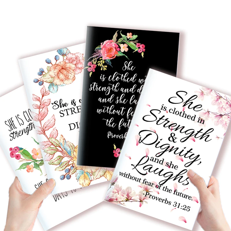 A5 Notebook Proverbs 31 25 - She Is Clothed With Strength And Dignity - Scripture Note Book Bible Quote Jesus Christian Gift