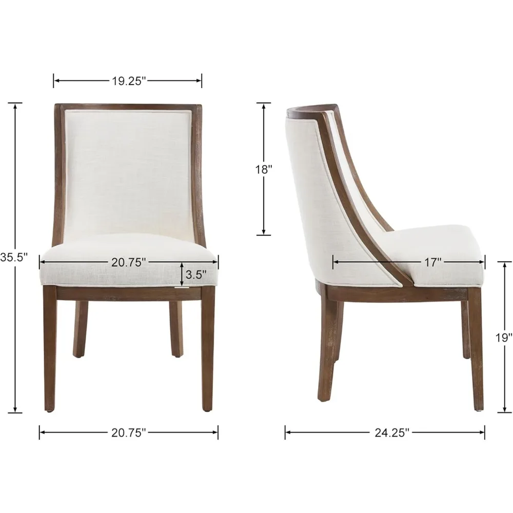 Modern Farmhouse Dining Chairs Set of 6 Upholstered Dining Room Chairs with Curved High Back for Kitchen Restaurant Cafe Home 3