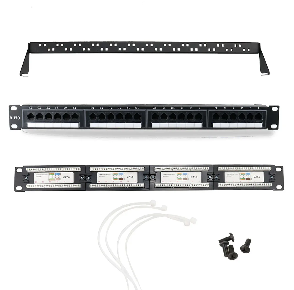 Patch Panel 24 Port Cat6 with Inline Keystone 10G Support, Pass-Thru  Coupler Patch Panel UTP 19-Inch with Removable Back Bar, 1U Network Patch  Panel for Cat6, Cat5e, Cat5 Cabling 