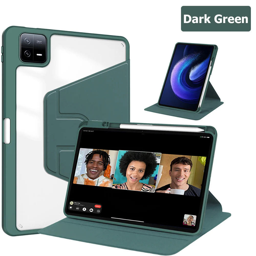 360° Rotating Acrylic Tablet Case with Pencil Holder - Fits 11.2 Tablets