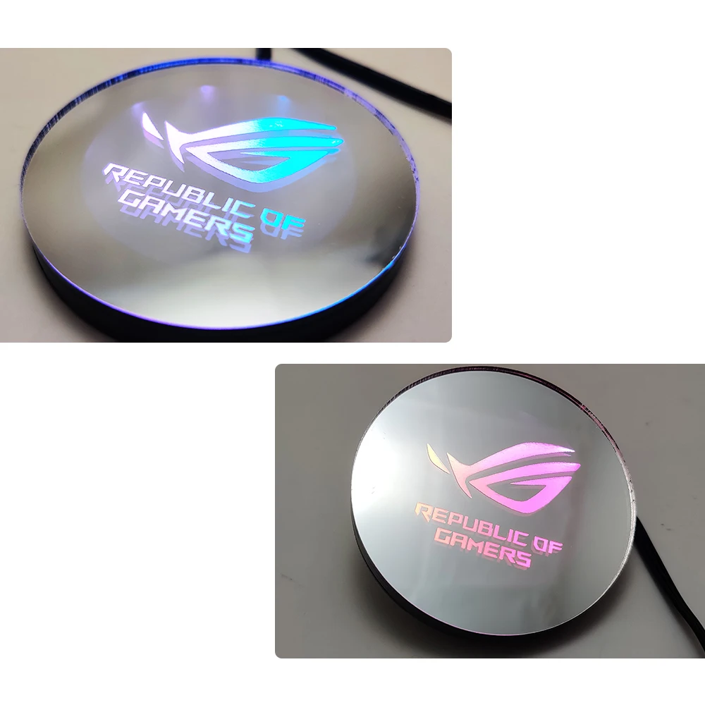 PC Case 6.5cm RGB Figure Bottom PC Case Lighting Mirro Circle panel A-RGB Chassis Panel 5V SYNC AURA Gamers MOD Plate Customizable DIY