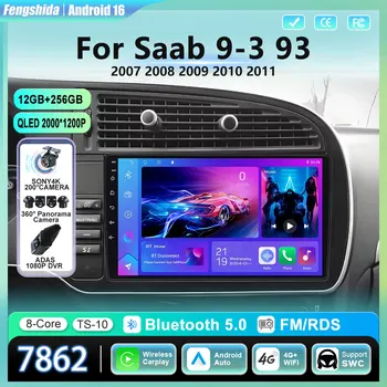 Android Auto per Saab 9-3 93 2007 2008 2009 2010 2011 Autoradio Wireless Carplay GPS Navigazione 2 Din Stereo Lettore Multimediale