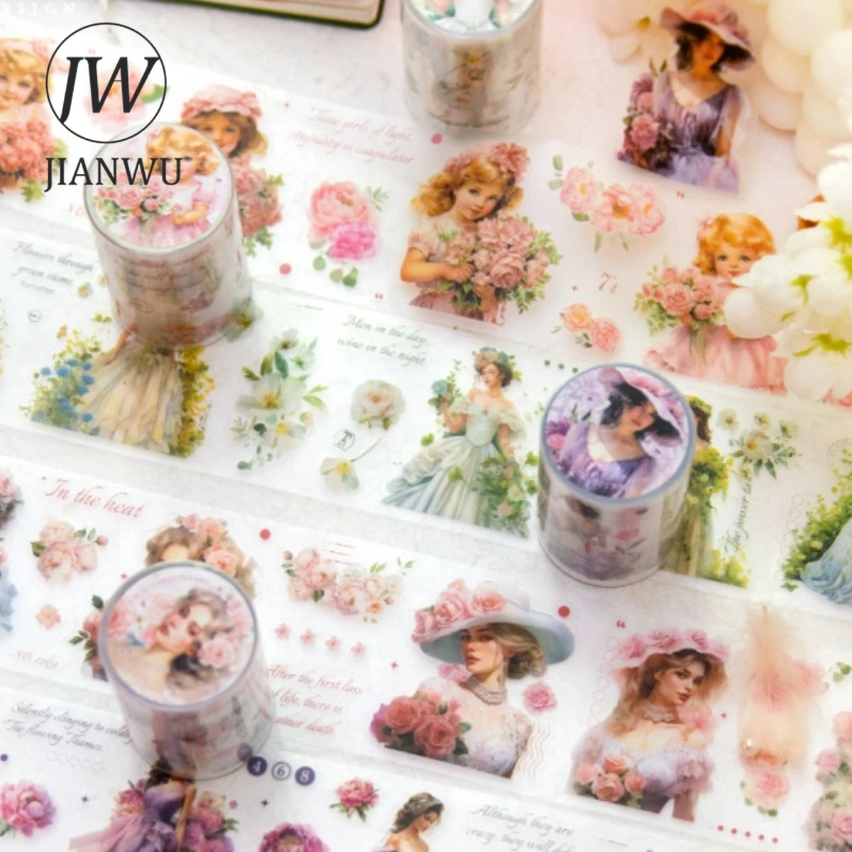 

JIANWU 60mm*200cm She Came From Flower Seeds Series Vintage Material Decor PET Tape Creative DIY Journal Collage Stationery