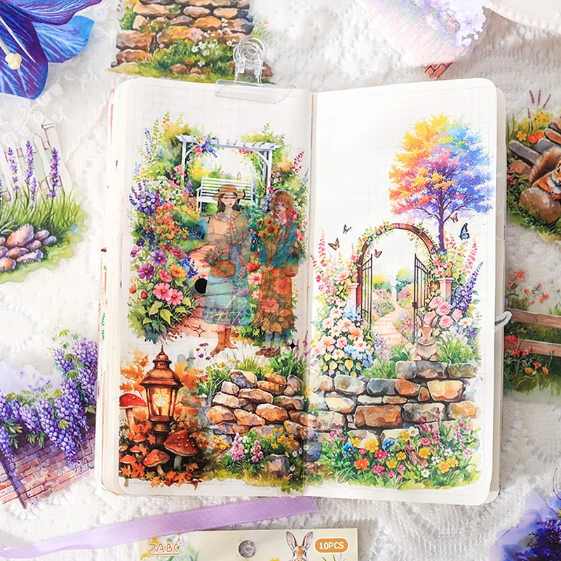Retro Pet Flower Stickers Decorative Stickers Bag Secret Garden Series Diy Creative High Beauty Clipbook Collage Album Photos