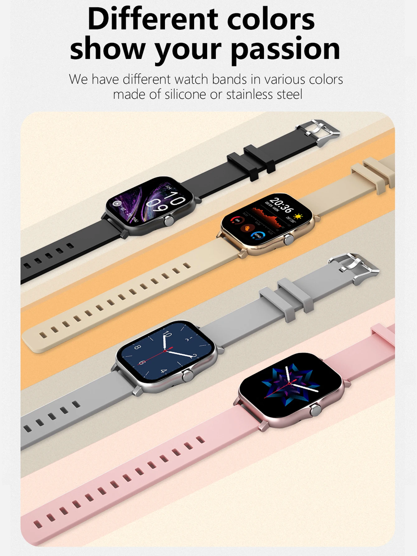 Smart watch Men Ladies Full touch Screen Sports Fitness watch IP67 Waterproof Bluetooth Music For Android iOS Couple Smart Watch
