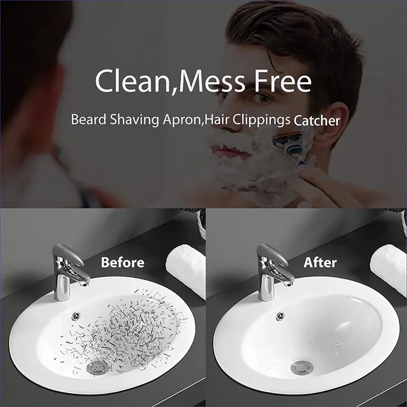 Men's Beard Shaving Cape Collector Non-Stick Gathering Cloth Bib Apron With Strong Suction Cup