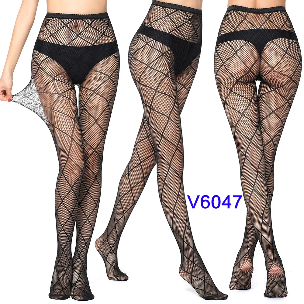 Women's Gothic Lace Fishnet Pantyhose – Seamless Jacquard Weave Garter Stockings