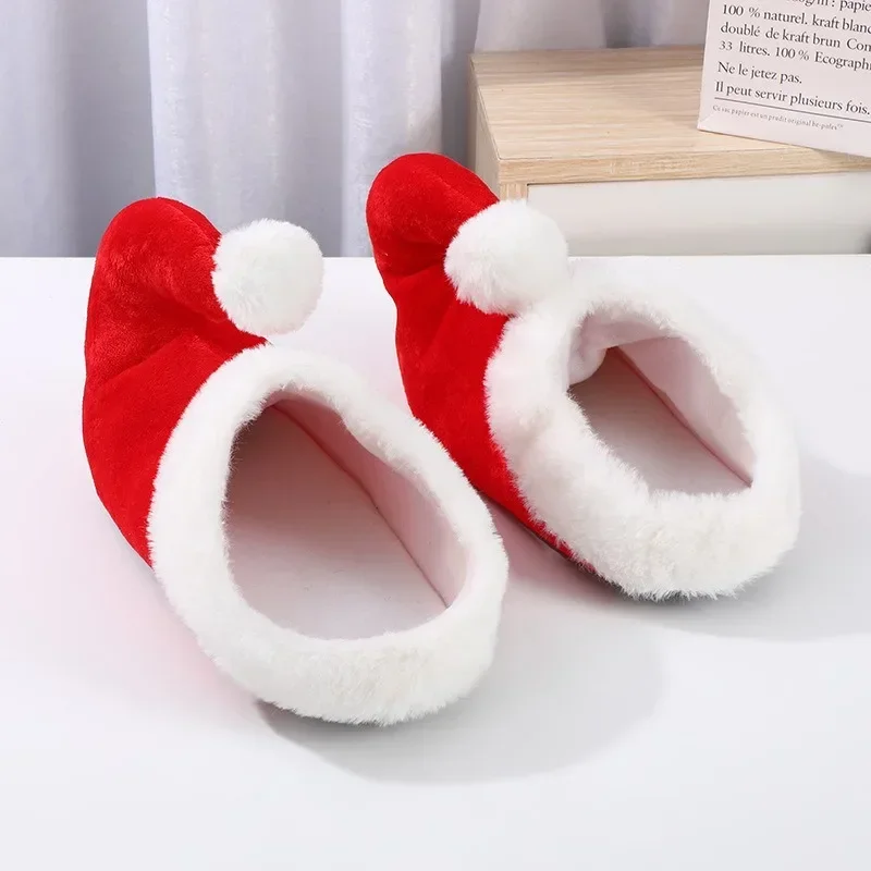 Christmas Cute Cotton Slippers Red Cartoon Santa Claus Elf Shoes