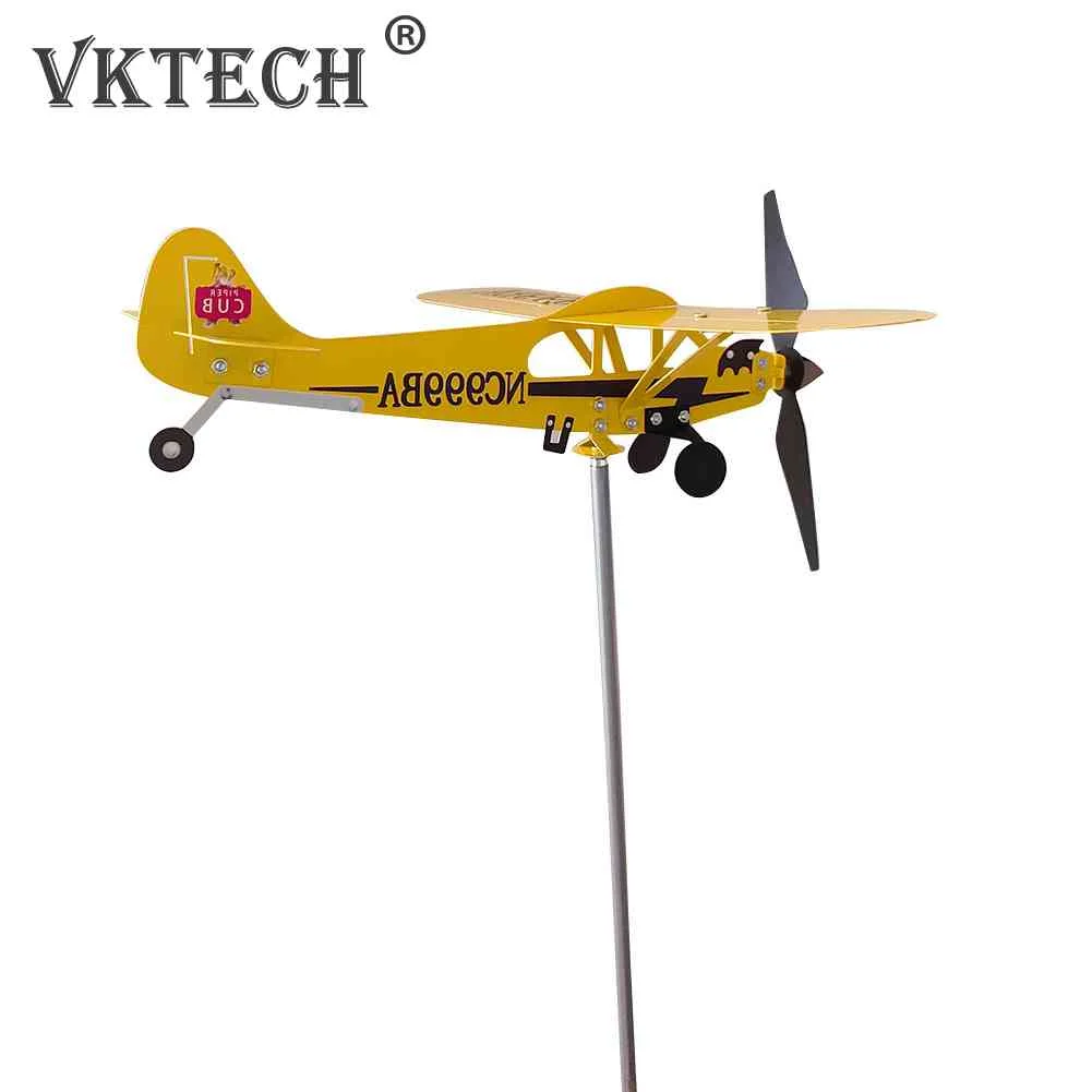 3D Plane Garden Weather Vane Plug for Outdoor Garden, garden art decor,windmill toys,garden windmill