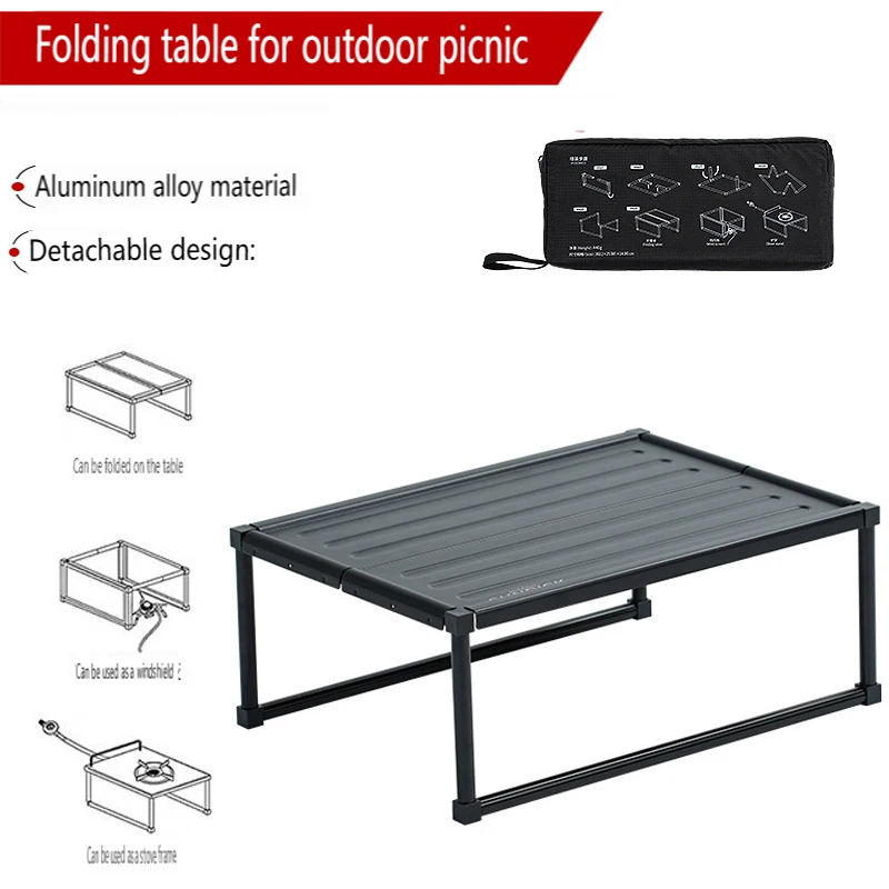 

Multifunctional Outdoor Aluminum Alloy Folding Table Ultra-Light Camping Table Barbecue BBQ Desk Windshield Picnic Equipment