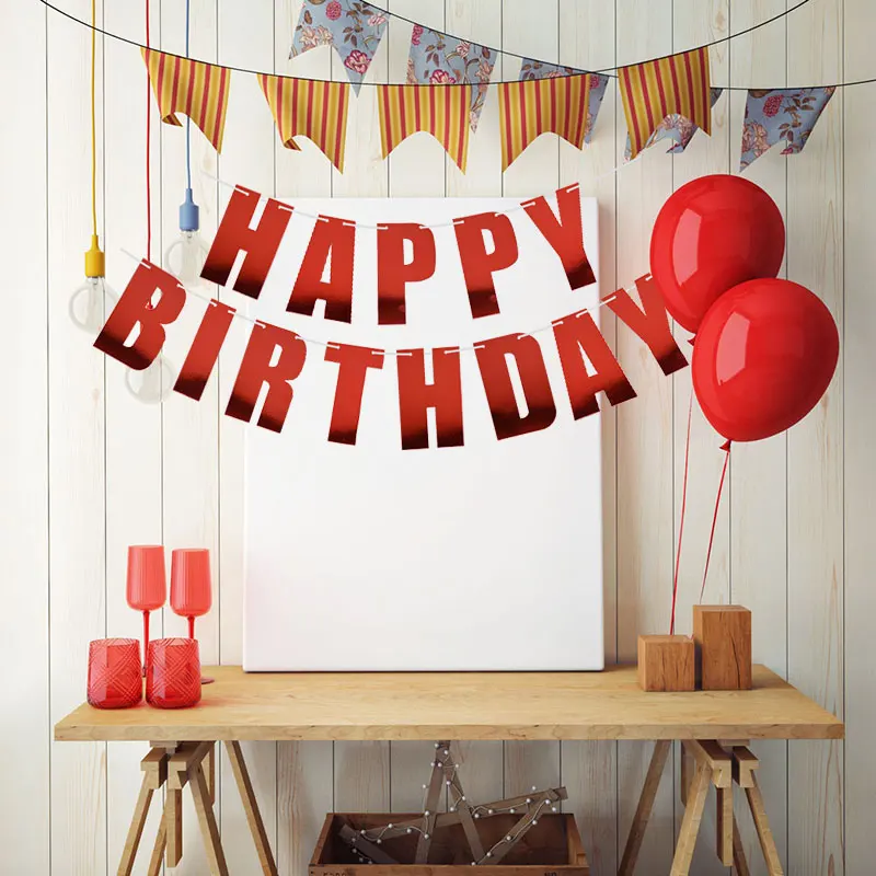 Happy Birthday Banner Flag 10 Color Wall Hanging Kids Birthday Party Paper Garland Baby Shower Decoration party decorations birthday banner