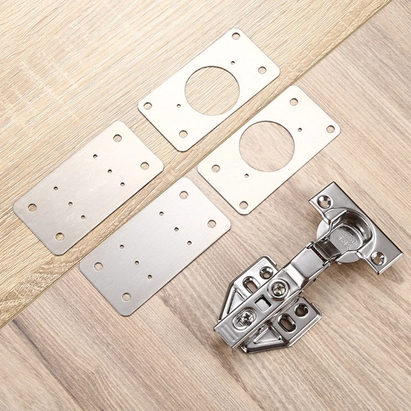 2 Pieces Of Durable Hinge Repair Plate Brushed Stainless Steel Fixing Plate Bracket Kit For Furniture Kitchen Closet Door