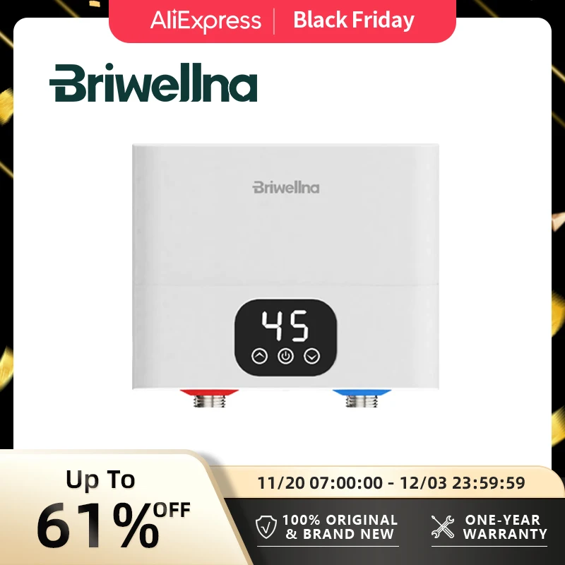Briwellna pemanas Air listrik ขนาดเล็ก tankless 110V/220V เครื่องทำน้ำอุ่นเครื่องทำน้ำอุ่นทันที 1