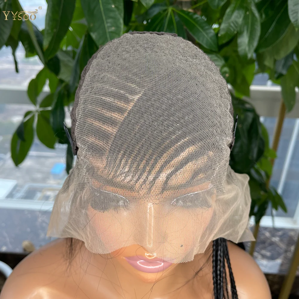 Long Side Part Black Micro Braided 13x6 Synthetic Lace Front Wigs for Black Women Full Hand Tied Box Braided Lace Front Wig