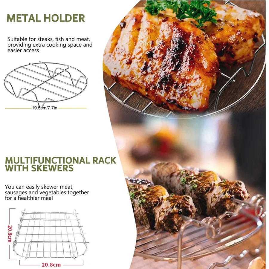 Air Fryer Accessories Square for COSORI 5.5L/6L/6.2L Inculde Air Fryer Grid Rack/Basket/Dish/Utensils