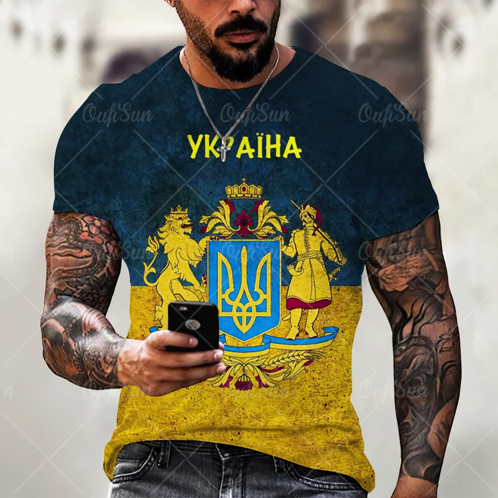 Vintage 3D Printed T-Shirts for Men Ukrainian T Shirt Men Clothing New Flag Short Sleeves Summer Fashion O-Neck Harajuku Top Tee