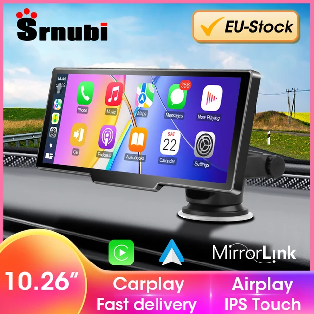 Écran Carplay 10.26 pouces pour voiture, CarPlay sans fil et Android Auto, lecteur vidéo multimédia universel pour autoradio, lecteur de voiture BT AUX FM 1